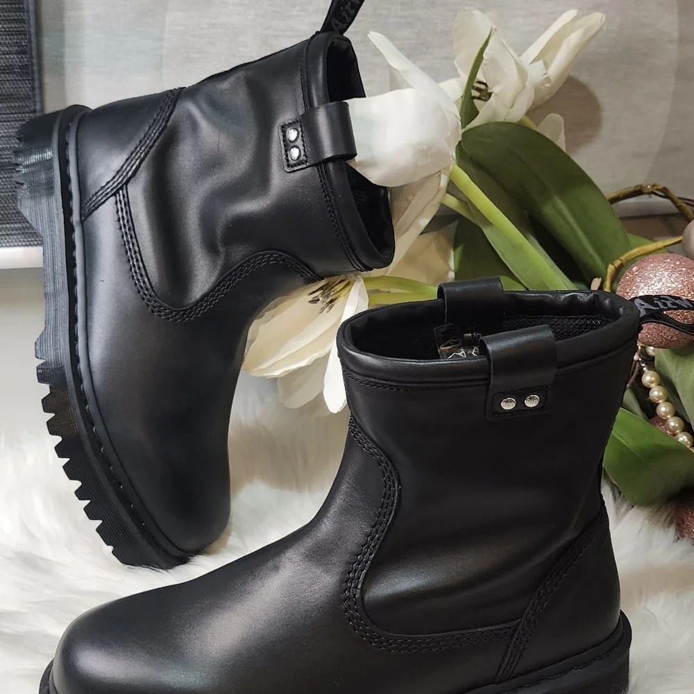 Dr Martens Anistone Lo Leather Biker Mens Boots new